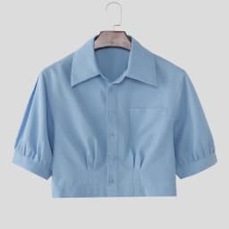 INCERUN Men's Shirt Solid Lapel Puff Short Sleeve Casual Crop Tops For Man Summer Loose 2026 Pockets Fashion Men Clothes Camisa