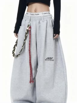 Streetwear Wide Leg Baggy Sweatpants Men Y2K Vintage Loose Curved-leg Pants Casual Sports Straight Hip Hop