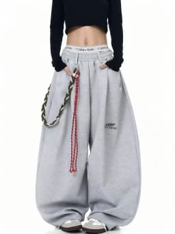 Streetwear Wide Leg Baggy Sweatpants Men Y2K Vintage Loose Curved-leg Pants Casual Sports Straight Hip Hop