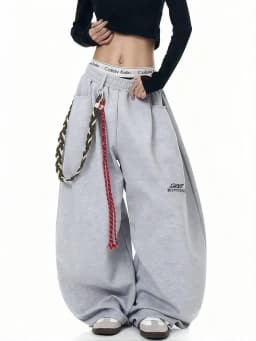Streetwear Wide Leg Baggy Sweatpants Men Y2K Vintage Loose Curved-leg Pants Casual Sports Straight Hip Hop