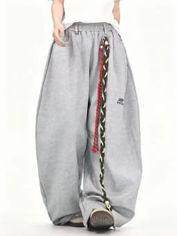 Streetwear Wide Leg Baggy Sweatpants Men Y2K Vintage Loose Curved-leg Pants Casual Sports Straight Hip Hop