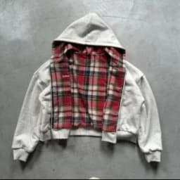 Autumn winter loose cardigan jacket sweater jacket streetwear retro double-sided square zipper hoodie fashionable men and women