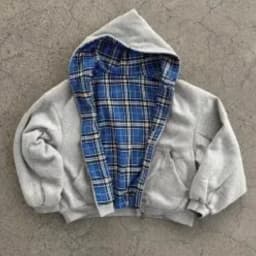 Autumn winter loose cardigan jacket sweater jacket streetwear retro double-sided square zipper hoodie fashionable men and women