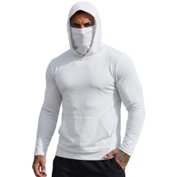 Mens Sun Protection Hooded Tee Quick Dry Long Sleeve Sweatshirt Lightweight Performance Top for Hiking Outdoor Sun Wear Tops