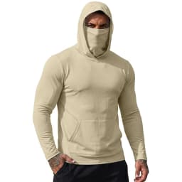 Mens Sun Protection Hooded Tee Quick Dry Long Sleeve Sweatshirt Lightweight Performance Top for Hiking Outdoor Sun Wear Tops
