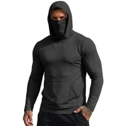 Mens Sun Protection Hooded Tee Quick Dry Long Sleeve Sweatshirt Lightweight Performance Top for Hiking Outdoor Sun Wear Tops