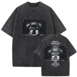 Vintage Washed Kanye West Ye Bully Album 2026 Graphic T Shirts Men's Hip Hop Oversized Fashion Cotton T-shirt Unisex Streetwear