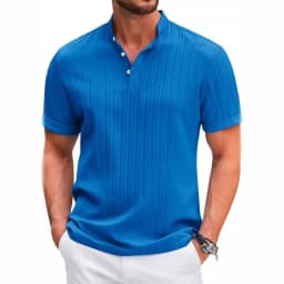 Hawaiian Men's Retro Cotton And Linen Henry Shirt Casual Loose With Sporty Stand-up Collar Buttons 2026 New Men's Casual Shirt