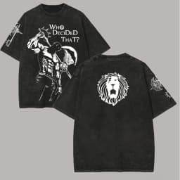 Japanese Anime The Seven Deadly Sins Escanor Graphic Print Vintage Washed T-Shirt, Unisex Retro Loose Harajuku Y2K Cotton Summer