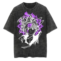 Japanese Anime The Seven Deadly Sins Escanor Graphic Print Vintage Washed T-Shirt, Unisex Retro Loose Harajuku Y2K Cotton Summer