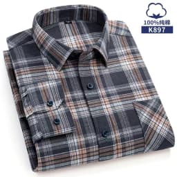 Pure Cotton Men's Plaid Shirt Long Sleeve Regular Fit Men Casual Oversized Shirt Leisure Autumn Male Blouse New Plus Size