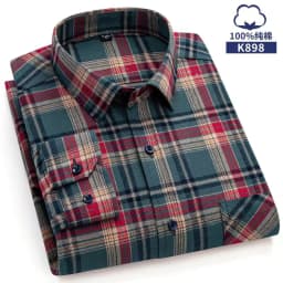 Pure Cotton Men's Plaid Shirt Long Sleeve Regular Fit Men Casual Oversized Shirt Leisure Autumn Male Blouse New Plus Size