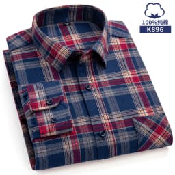 Pure Cotton Men's Plaid Shirt Long Sleeve Regular Fit Men Casual Oversized Shirt Leisure Autumn Male Blouse New Plus Size