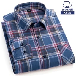 Pure Cotton Men's Plaid Shirt Long Sleeve Regular Fit Men Casual Oversized Shirt Leisure Autumn Male Blouse New Plus Size