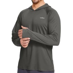 Mens UPF50+ Performance T-Shirt Hoodie Long Sleeve Casual Sun Protection T-Shirt Running Quick Dry Hoodie Sunscreen Fishing Wear