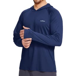 Mens UPF50+ Performance T-Shirt Hoodie Long Sleeve Casual Sun Protection T-Shirt Running Quick Dry Hoodie Sunscreen Fishing Wear