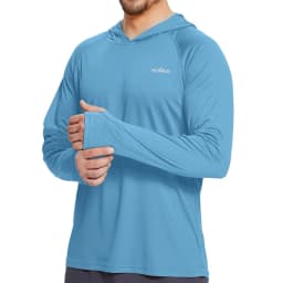 Mens UPF50+ Performance T-Shirt Hoodie Long Sleeve Casual Sun Protection T-Shirt Running Quick Dry Hoodie Sunscreen Fishing Wear