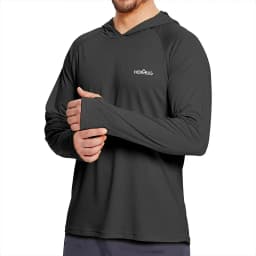 Mens UPF50+ Performance T-Shirt Hoodie Long Sleeve Casual Sun Protection T-Shirt Running Quick Dry Hoodie Sunscreen Fishing Wear