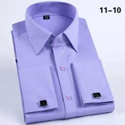 Men's French Cufflinks Shirt, Men's Slim Fit Long Sleeved Business Sleeve Nail Free Business Formal Men's Solid Color Shirt