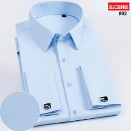 Men's French Cufflinks Shirt, Men's Slim Fit Long Sleeved Business Sleeve Nail Free Business Formal Men's Solid Color Shirt
