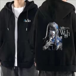 2025 Ado Graphic Printed Zipper Hoodies Autumn Winter Men Women Casual Fashion Harajuku Y2K Fleece Long Sleeve Zip-Up Hoodies