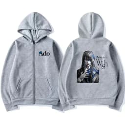 2025 Ado Graphic Printed Zipper Hoodies Autumn Winter Men Women Casual Fashion Harajuku Y2K Fleece Long Sleeve Zip-Up Hoodies