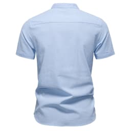 AIOPESON Mens Short Sleeve Solid Color Linen Shirt Turn Down Collar Casual Summer Breathable Comfort Shirt