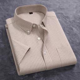 100% Cotton Men's Oxford Shirt Summer Short Sleeve Stylish Loose Stripe Solid Color Fit Dress Formal White Shirt Plus Size 5XL 