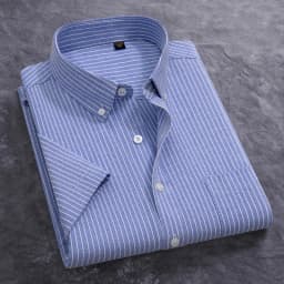 100% Cotton Men's Oxford Shirt Summer Short Sleeve Stylish Loose Stripe Solid Color Fit Dress Formal White Shirt Plus Size 5XL 