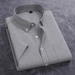 100% Cotton Men's Oxford Shirt Summer Short Sleeve Stylish Loose Stripe Solid Color Fit Dress Formal White Shirt Plus Size 5XL 