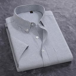 100% Cotton Men's Oxford Shirt Summer Short Sleeve Stylish Loose Stripe Solid Color Fit Dress Formal White Shirt Plus Size 5XL 