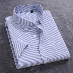 100% Cotton Men's Oxford Shirt Summer Short Sleeve Stylish Loose Stripe Solid Color Fit Dress Formal White Shirt Plus Size 5XL 