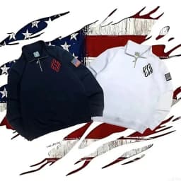 Y2K Vintage Harajuku USA Flag Quarter Zip Sweatshirt American Style Pullover Streetwear Oversized Unisex Casual Long Sleeve Top