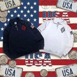 Y2K Vintage Harajuku USA Flag Quarter Zip Sweatshirt American Style Pullover Streetwear Oversized Unisex Casual Long Sleeve Top