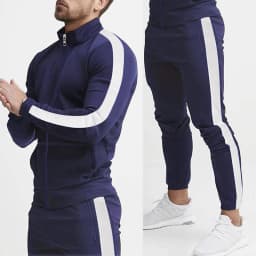 Cross-Border Europe, America, Autumn and Winter New Casual Men's Sports Suit Color Matching Men's Clothing