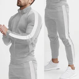 Cross-Border Europe, America, Autumn and Winter New Casual Men's Sports Suit Color Matching Men's Clothing