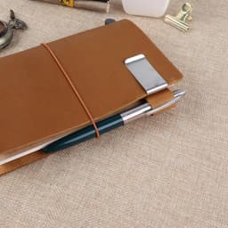 Metal Leather Pen Holder Brass and Stainless Steel Pencil Clip for Genuine Leather Notebook Journal Diary