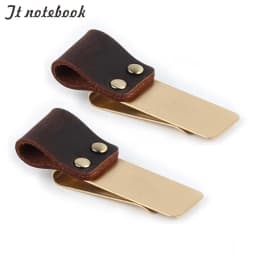 Metal Leather Pen Holder Brass and Stainless Steel Pencil Clip for Genuine Leather Notebook Journal Diary