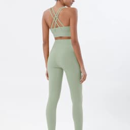 SOISOU Nylon Yoga Set Women's Tracksuit Gym Fitness Set Woman 2 Pieces Leggings Sports Bra Breathable Sportwear Woman Clothes