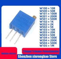 10pcs 3296W 3296 50 100 200 500 Ohm 1K 2K 5K 10K 20K 50K 100K 200K 500K 1M Ohm 103 100R 200R 500R Trimpot Trimmer Potentiometer