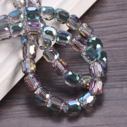 10pcs Shiny Plated 8mm 10mm Round Cylinder Shape Faceted Crystal Glass Loose Beads For Jewelry Making