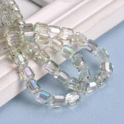 10pcs Shiny Plated 8mm 10mm Round Cylinder Shape Faceted Crystal Glass Loose Beads For Jewelry Making