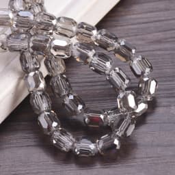 10pcs Shiny Plated 8mm 10mm Round Cylinder Shape Faceted Crystal Glass Loose Beads For Jewelry Making