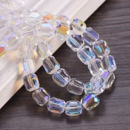 10pcs Shiny Plated 8mm 10mm Round Cylinder Shape Faceted Crystal Glass Loose Beads For Jewelry Making