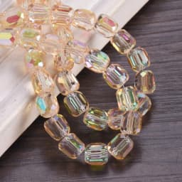10pcs Shiny Plated 8mm 10mm Round Cylinder Shape Faceted Crystal Glass Loose Beads For Jewelry Making