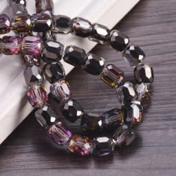 10pcs Shiny Plated 8mm 10mm Round Cylinder Shape Faceted Crystal Glass Loose Beads For Jewelry Making