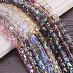 10pcs Shiny Plated 8mm 10mm Round Cylinder Shape Faceted Crystal Glass Loose Beads For Jewelry Making
