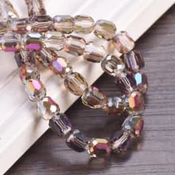 10pcs Shiny Plated 8mm 10mm Round Cylinder Shape Faceted Crystal Glass Loose Beads For Jewelry Making