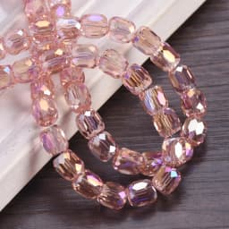 10pcs Shiny Plated 8mm 10mm Round Cylinder Shape Faceted Crystal Glass Loose Beads For Jewelry Making