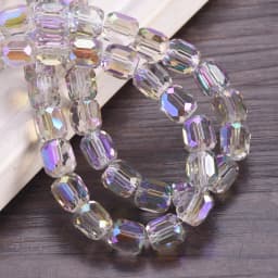 10pcs Shiny Plated 8mm 10mm Round Cylinder Shape Faceted Crystal Glass Loose Beads For Jewelry Making